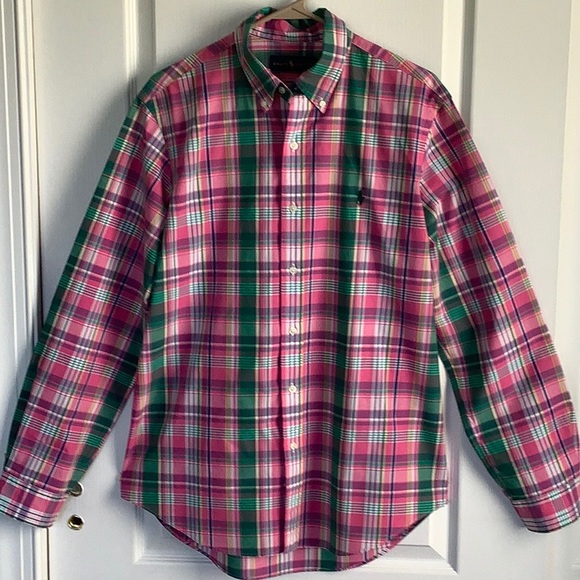 Ralph Lauren Blue Label Other - Ralph Lauren pink/green plaid button down collar M
